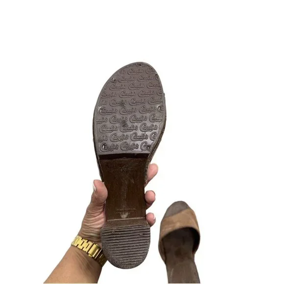 Vintage 1980's Candies Original Sandals High Heels Slides Brown Womens Size 6.5 - Picture 7 of 8